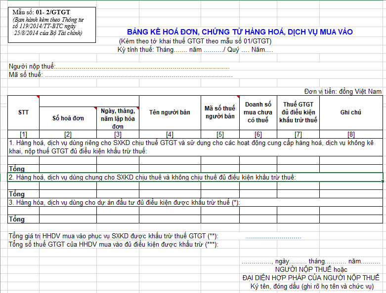Hướng dẫn lập tờ khai thuế giá trị gia tăng b1