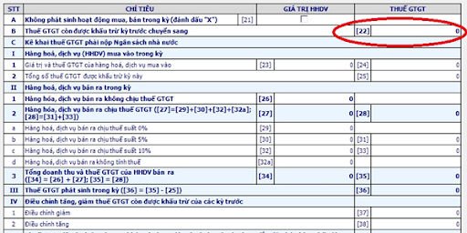 Kê khai sai chỉ tiêu 22
