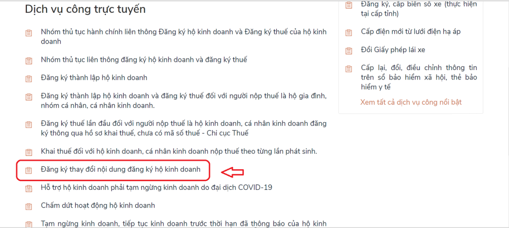 Hướng dẫn thay đổi giấy phép hộ kinh doanh online bước 4