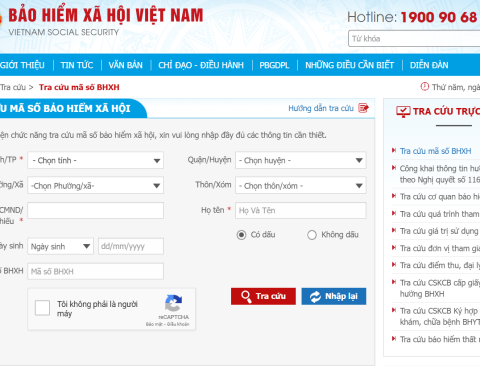 Tra cứu mã số bảo hiểm xã hội