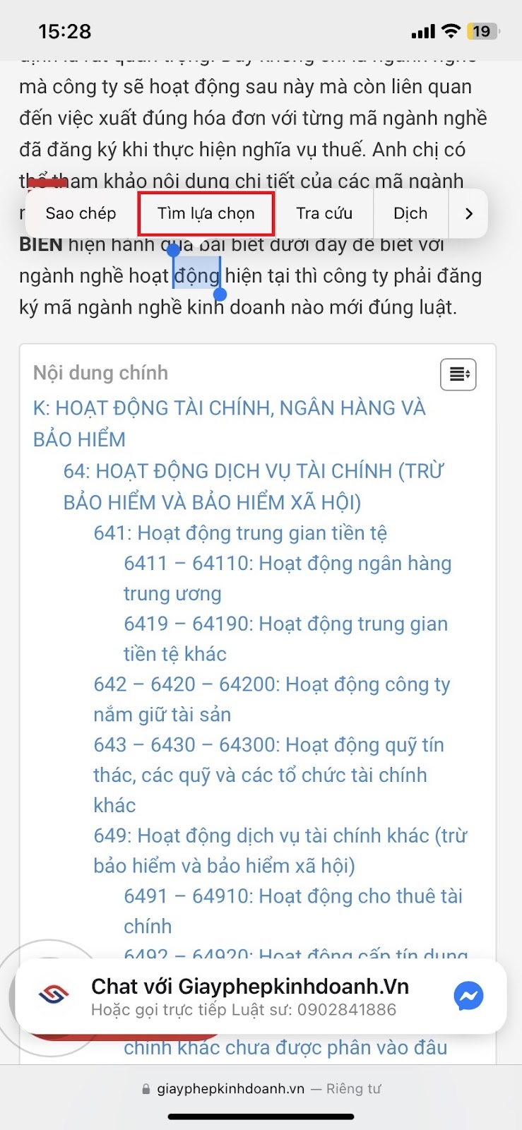 Tra cứu nội dung chi tiết mã ngành nghề cách 2-b